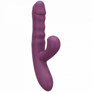 Вибратор с фрикциями и вакуумным клиторальным стимулятором "Telescopic" фиолетовый